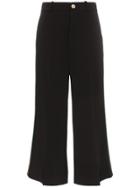 Gucci Striped Wide Leg High Waisted Trousers - Black