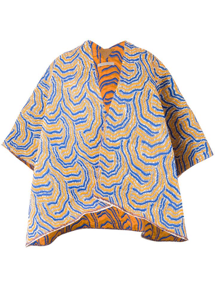 Ermanno Gallamini - Embroidered Cape - Women - Cotton/polyester/viscose - One Size, Yellow/orange, Cotton/polyester/viscose