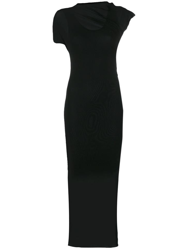 Ann Demeulemeester Asymmetric Sheer Long Dress - Black