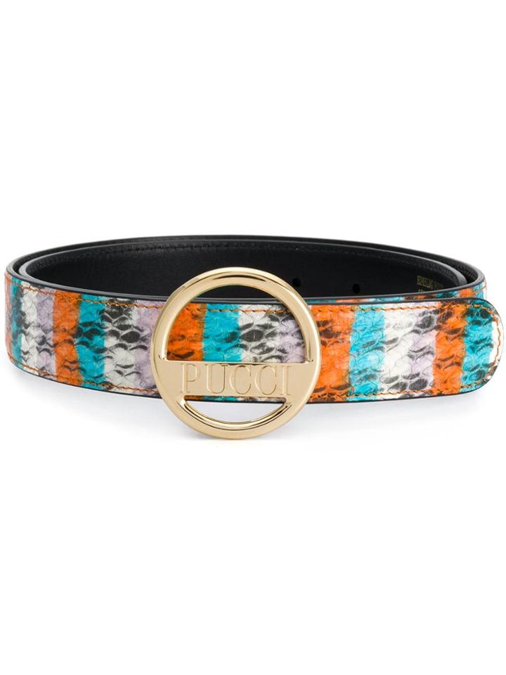 Emilio Pucci Striped Leather Belt - Blue