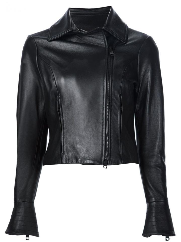 Carolina Herrera Leather Motorcycle Jacket - Black