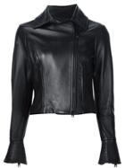 Carolina Herrera Leather Motorcycle Jacket - Black