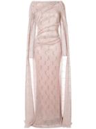 Talbot Runhof Long-sleeve Flared Maxi Dress - Pink