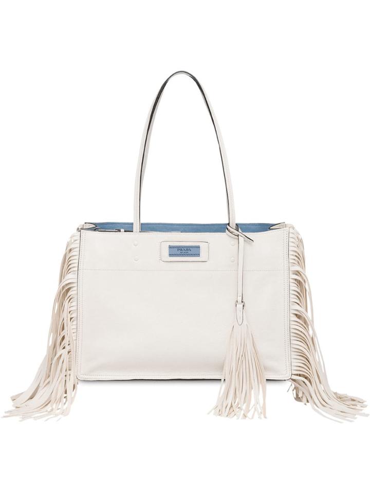 Prada Fringed Etiquette Bag - White