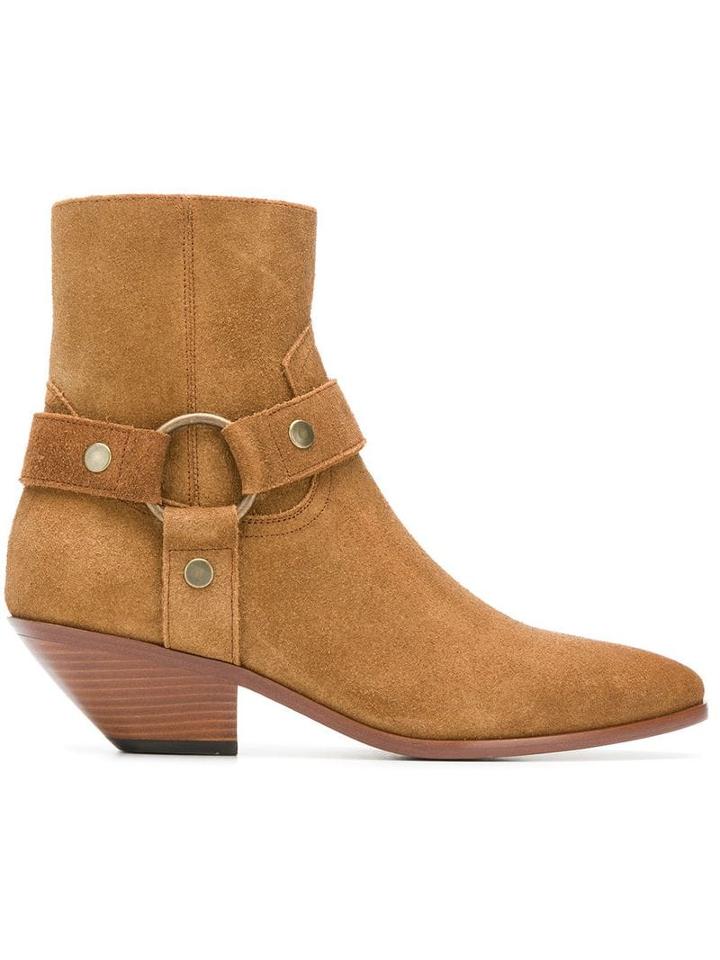 Saint Laurent West Harness Boots - Brown