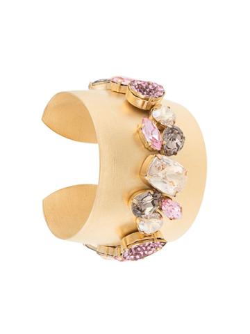 Melissa Kandiyoti Embellished Wide Bangle Bracelet - Gold