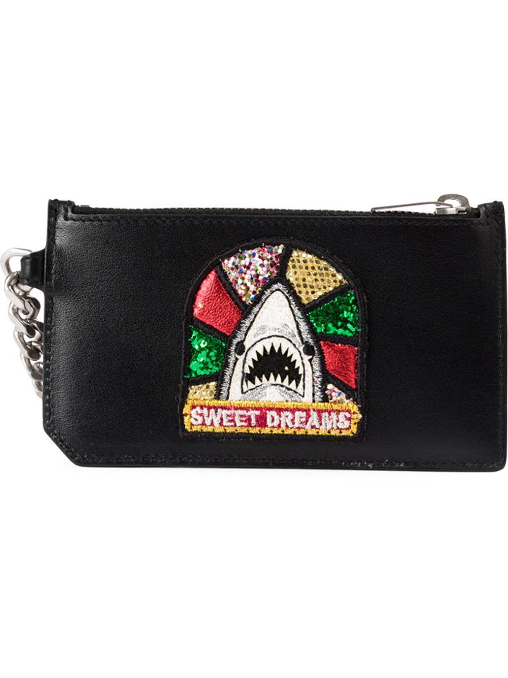 Saint Laurent Sequined Shark Wallet - Black