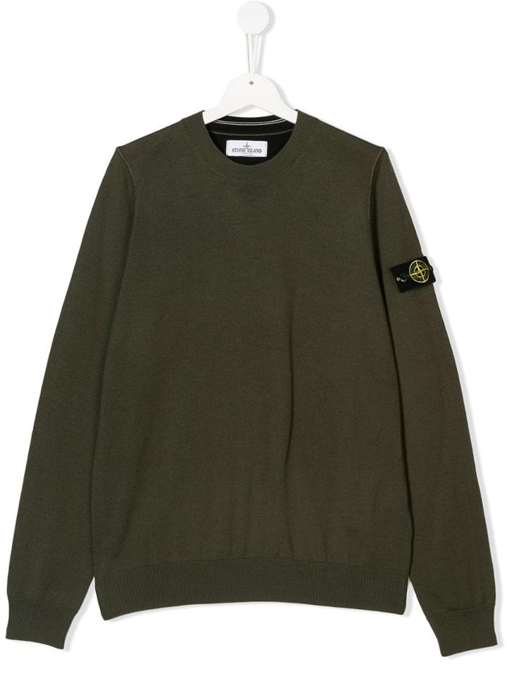 Stone Island Junior Teen Logo Patch Sweater - Green