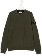 Stone Island Junior Teen Logo Patch Sweater - Green