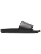 Marcelo Burlon County Of Milan Black And White Cruz Leather Slides