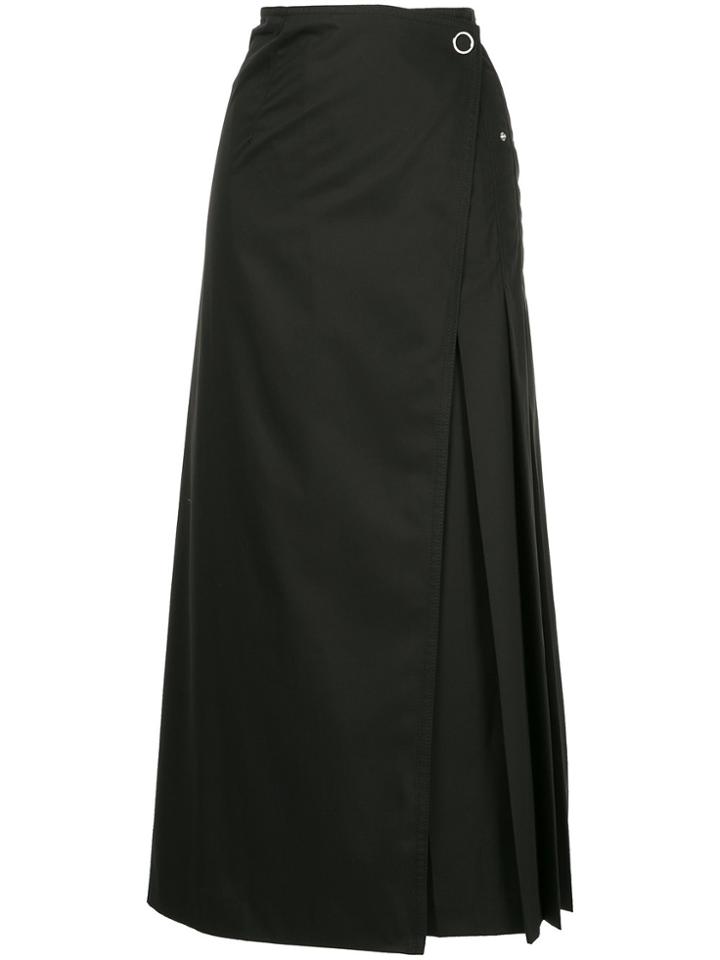 Des Prés Wrap Front Pleated Skirt - Black