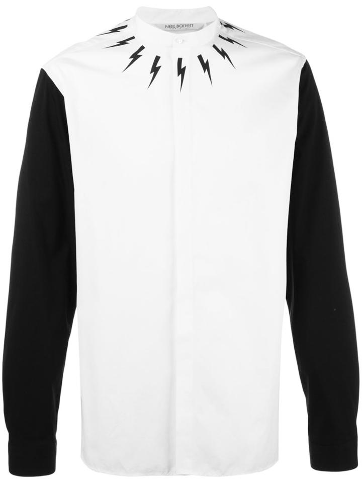 Neil Barrett - Lightning Bolt Print Shirt - Men - Cotton - 41, White, Cotton