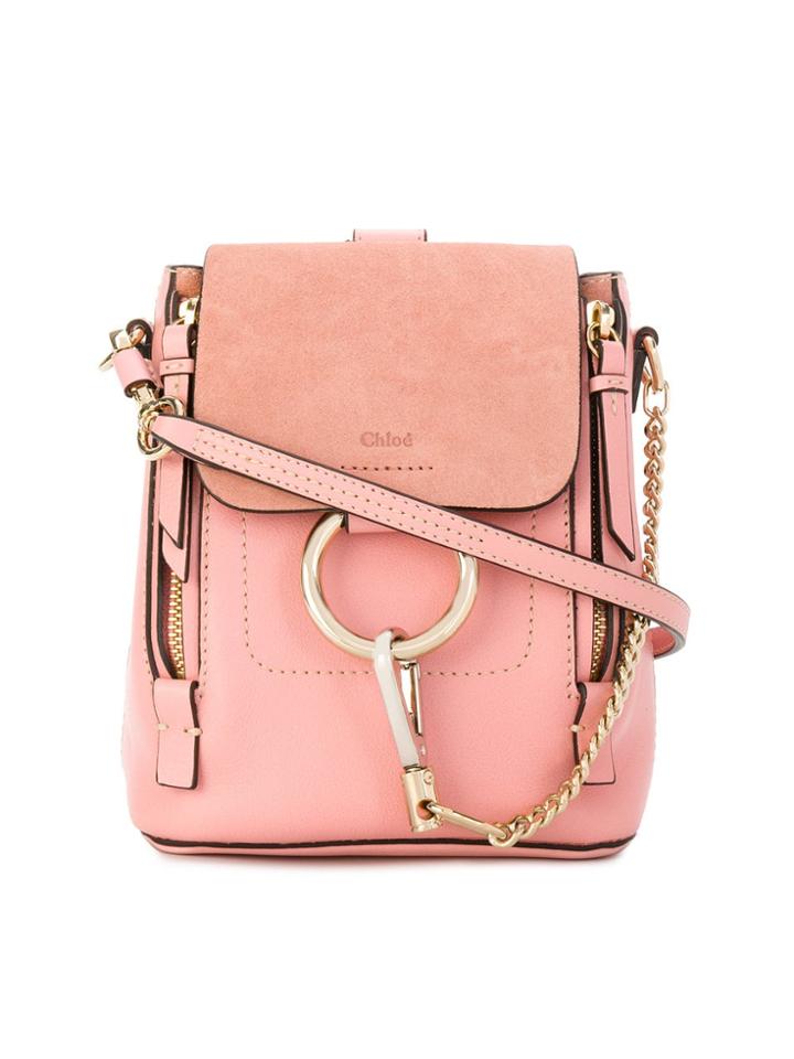 Chloé Washed Pink Mini Faye Backpack - Pink & Purple