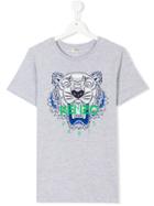 Kenzo Kids Teen Tiger Logo Print T-shirt - Grey