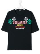 Dsquared2 Kids Teen Embroidered Floral Details T-shirt - Black