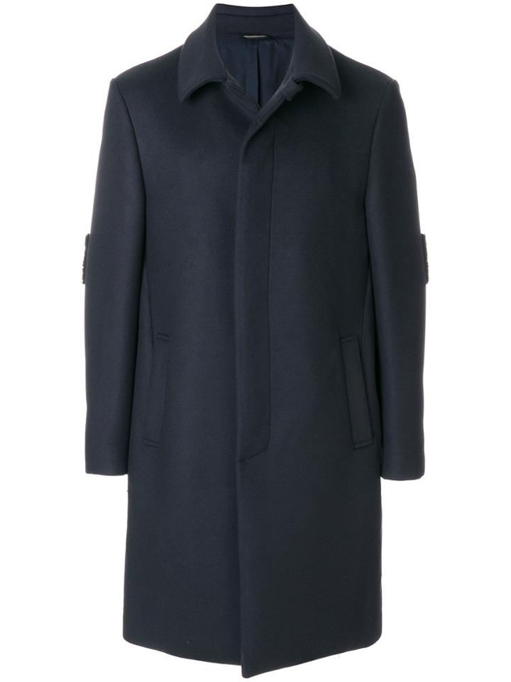 Fendi Concealed Fastening Appliqué Coat - Blue
