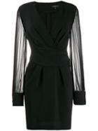 Antonelli Sheer-sleeve Wrap-around Dress - Black