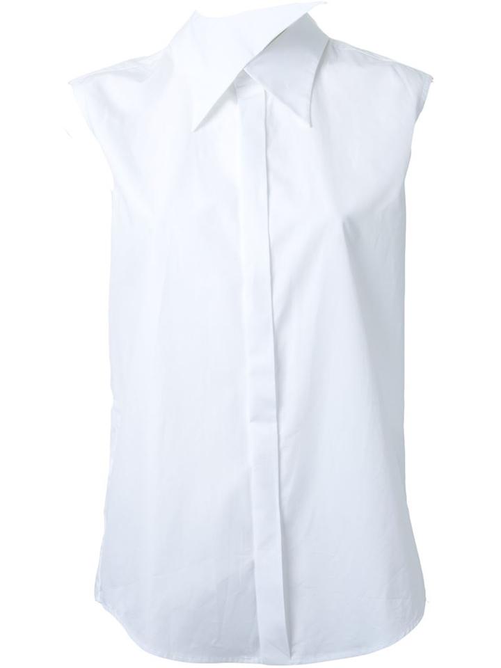 Aganovich Sharp Collar Shirt, Women's, Size: 40, White, Cotton