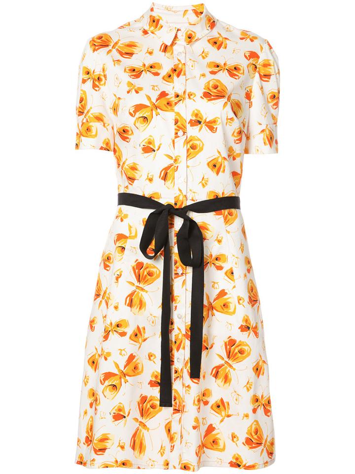 Carolina Herrera - Butterfly Print Dress - Women - Cotton - 6, White, Cotton