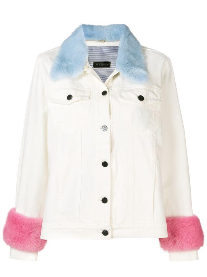 Simonetta Ravizza Denim Jacket With Fur Trim - White