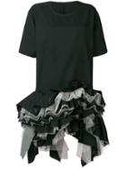 Junya Watanabe Ruffle Hem T-shirt Dress - Black
