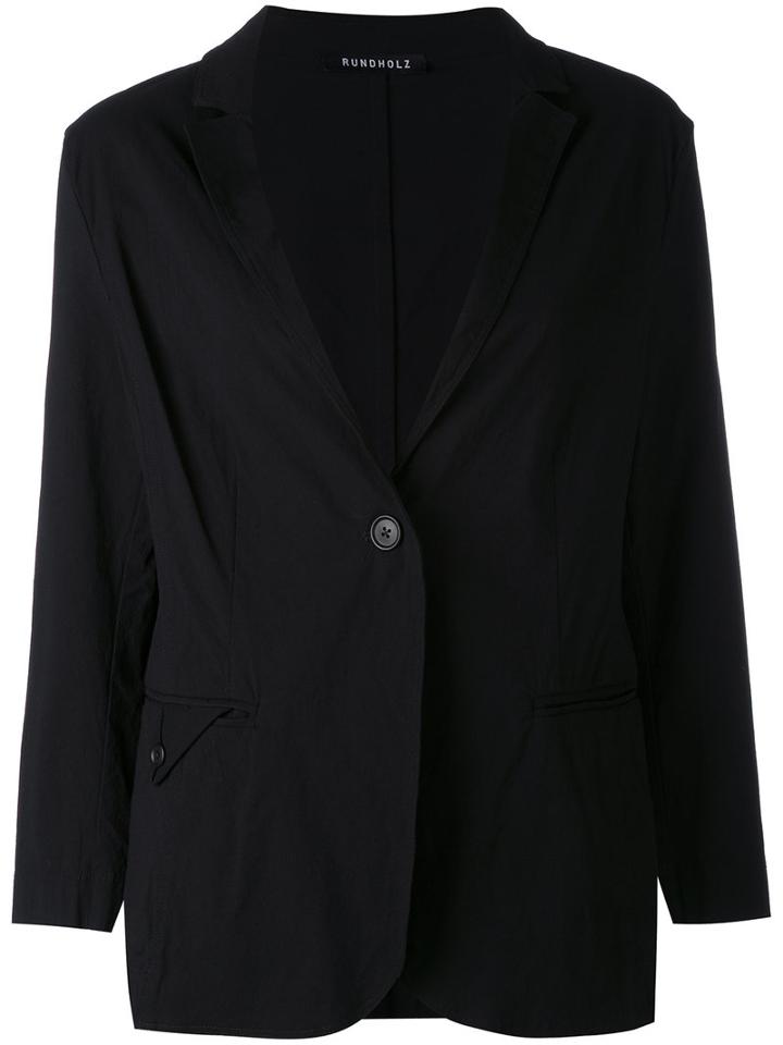 Rundholz - One Button Blazer - Women - Cotton/spandex/elastane/viscose - M, Black, Cotton/spandex/elastane/viscose