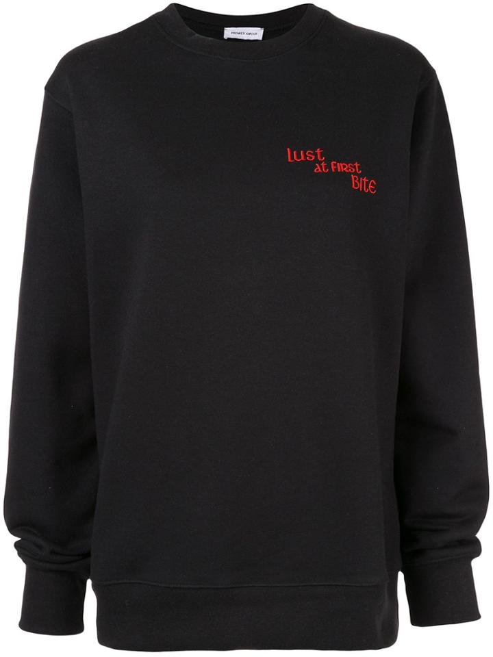 Premier Amour Embroidered Quote Sweatshirt - Black