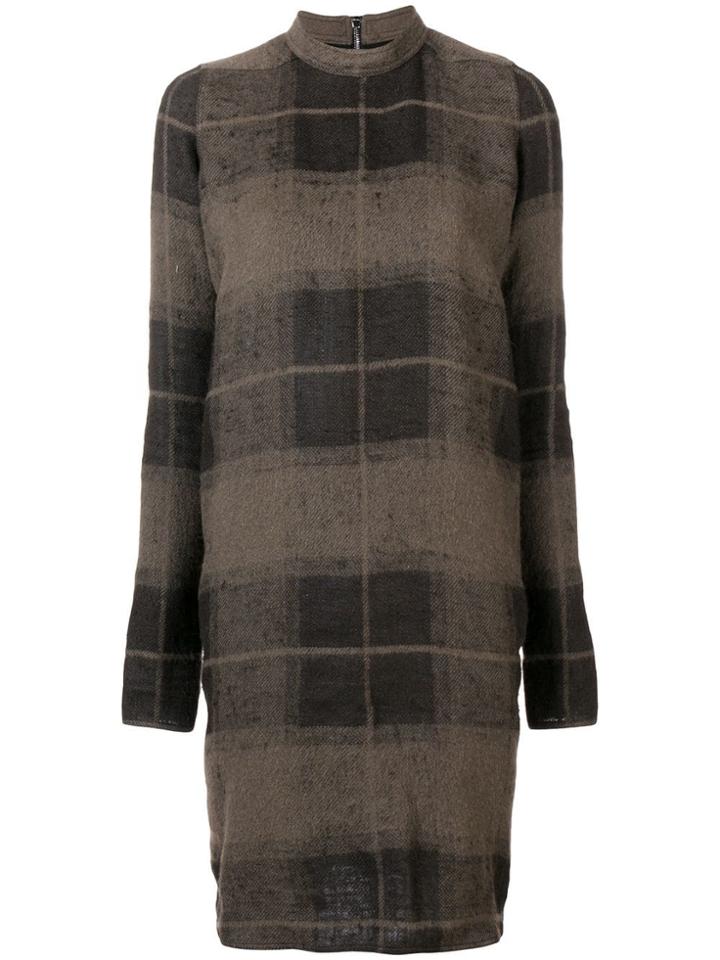 Rick Owens Check Shift Dress - Green