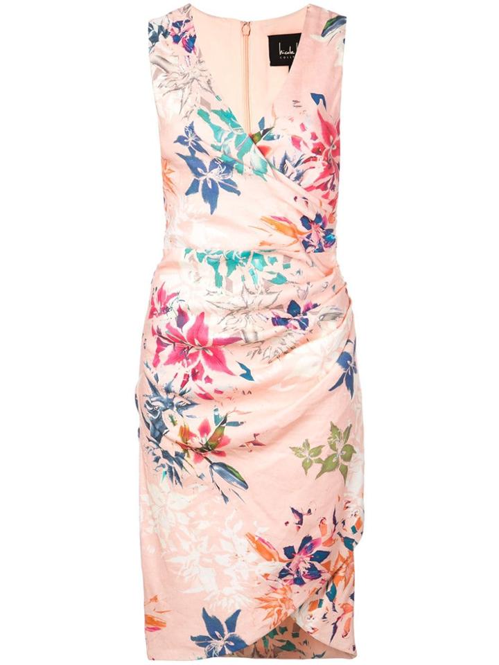 Nicole Miller Floral Print Wrap Style Dress - Pink