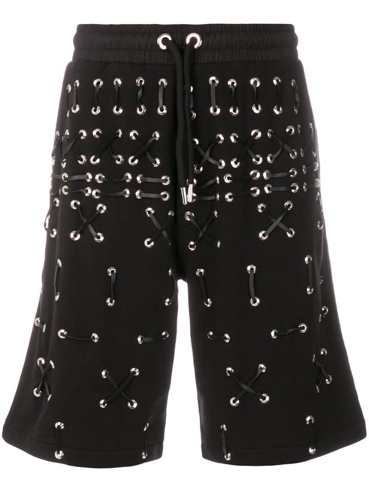Les Hommes Eyelet Shorts - Black