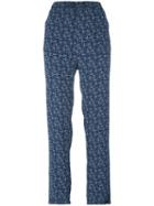Woolrich - Printed Straight Trousers - Women - Viscose - S, Blue, Viscose