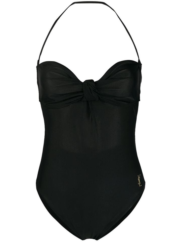 Yves Saint Laurent Vintage Gathered Halterneck Swimsuit - Black