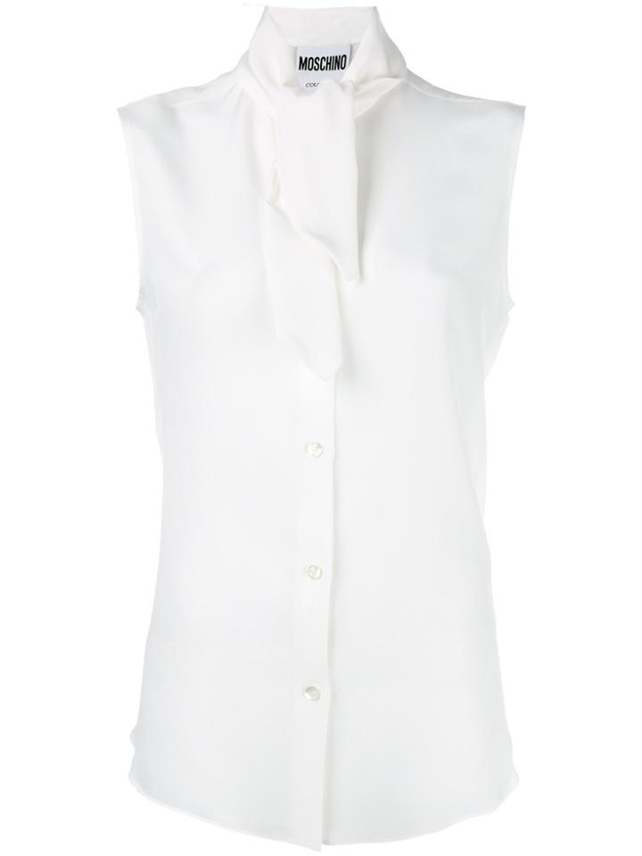 Moschino Sleeveless Neck Tie Blouse - White