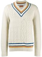 Missoni V-neck Cable Knit Sweater - White