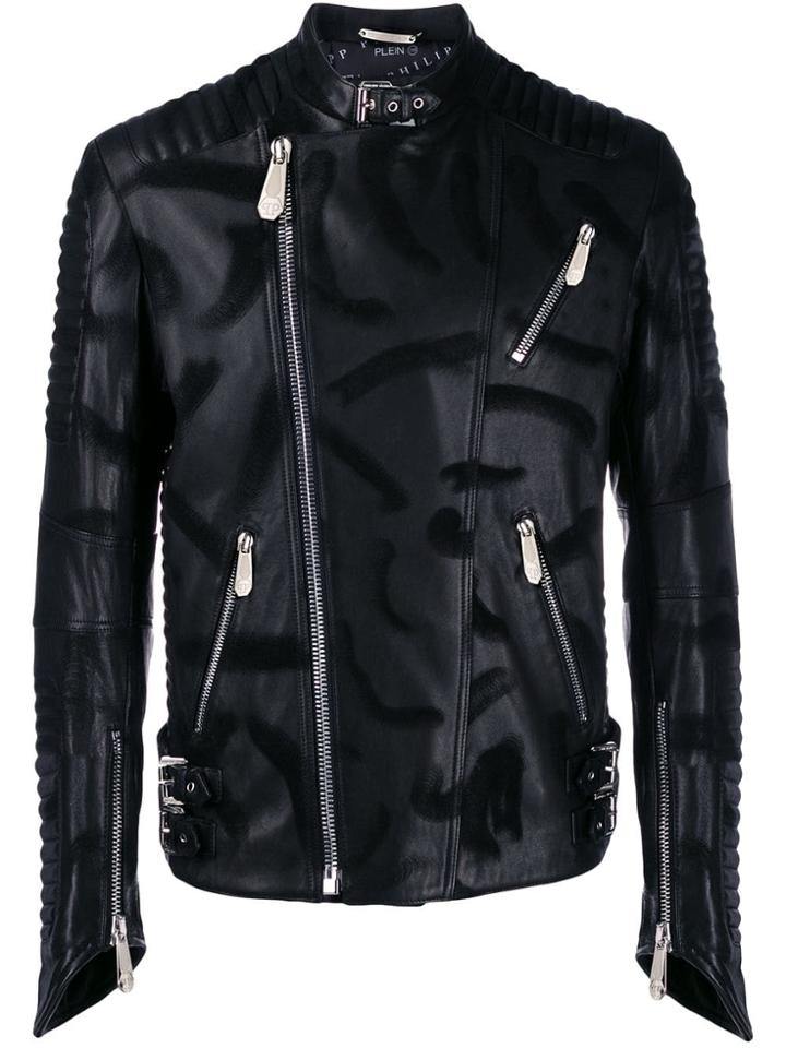 Philipp Plein Skull Biker Jacket - Black