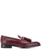 Jimmy Choo Foxley Crocodile-effect Loafers - Red