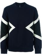 Neil Barrett Quilted Detail Sweatshirt, Men's, Size: Large, Blue, Lyocell/cotton/viscose/acetate