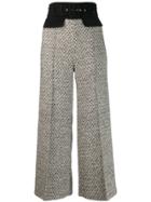 Elisabetta Franchi Contrast Belt Cropped Trousers - Neutrals