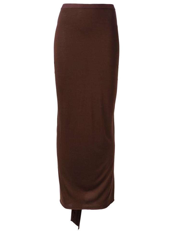 Rick Owens Lilies Ruched Fishtail Straight Skirt, Women's, Size: 44, Brown, Cotton/polyamide/viscose