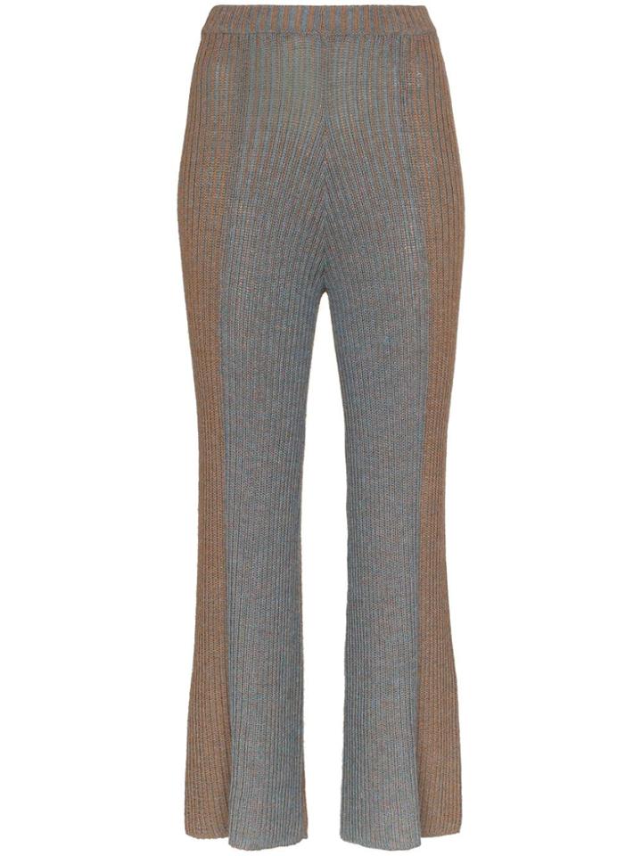 Eckhaus Latta Ribbed Knit Kick Flare Trousers - Brown