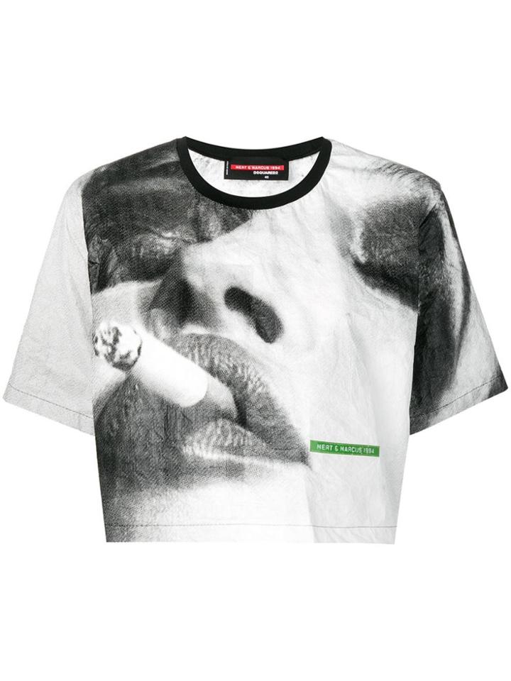 Dsquared2 Photo Print Cropped T-shirt - Black