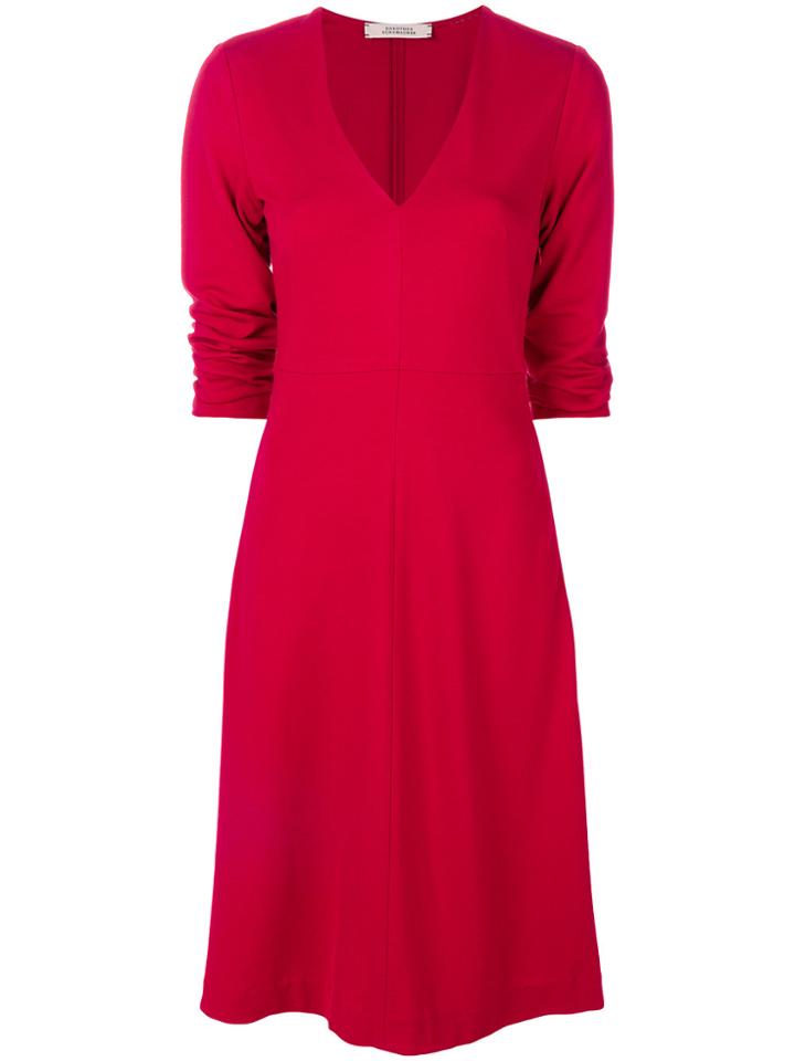 Dorothee Schumacher Fitted V-neck Dress - Red