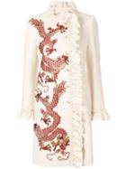 Gucci Coat With Embroidered Dragons - Neutrals