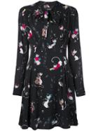 Boutique Moschino Cat Print Mini Dress - Black