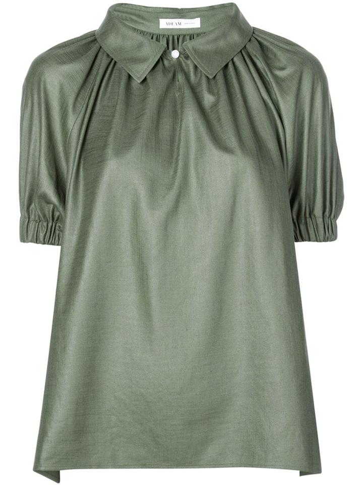 Adeam Spread Collar Draped Blouse - Green