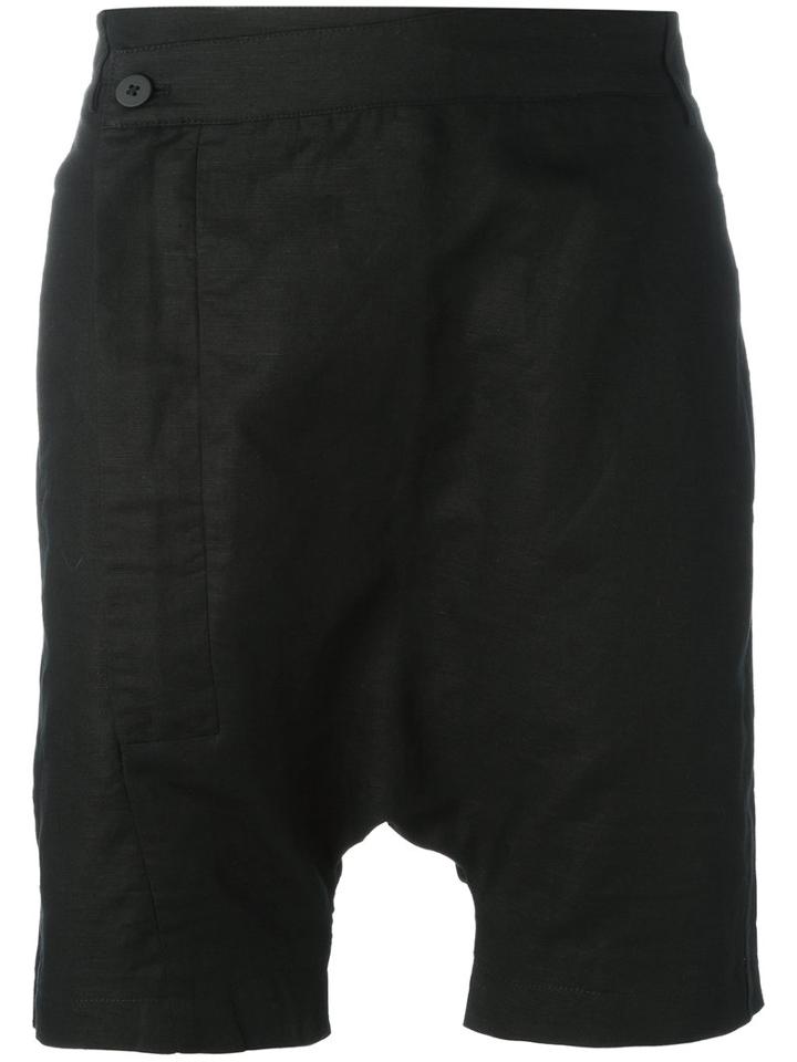 Thom Krom Drop-crotch Shorts, Men's, Size: Small, Black, Cotton/linen/flax