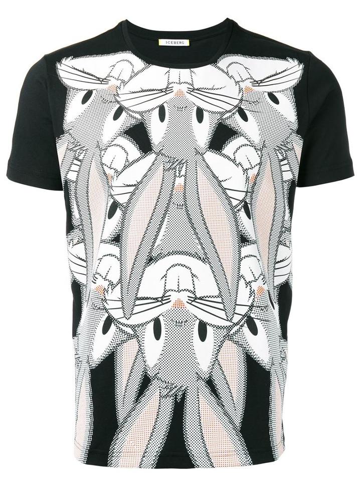Iceberg Bunny Print T-shirt, Men's, Size: Small, Black, Cotton