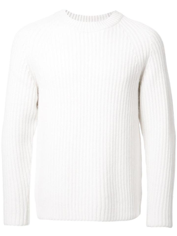 H Beauty & Youth Crew Neck Jumper, Men's, Size: Medium, White, Cashmere