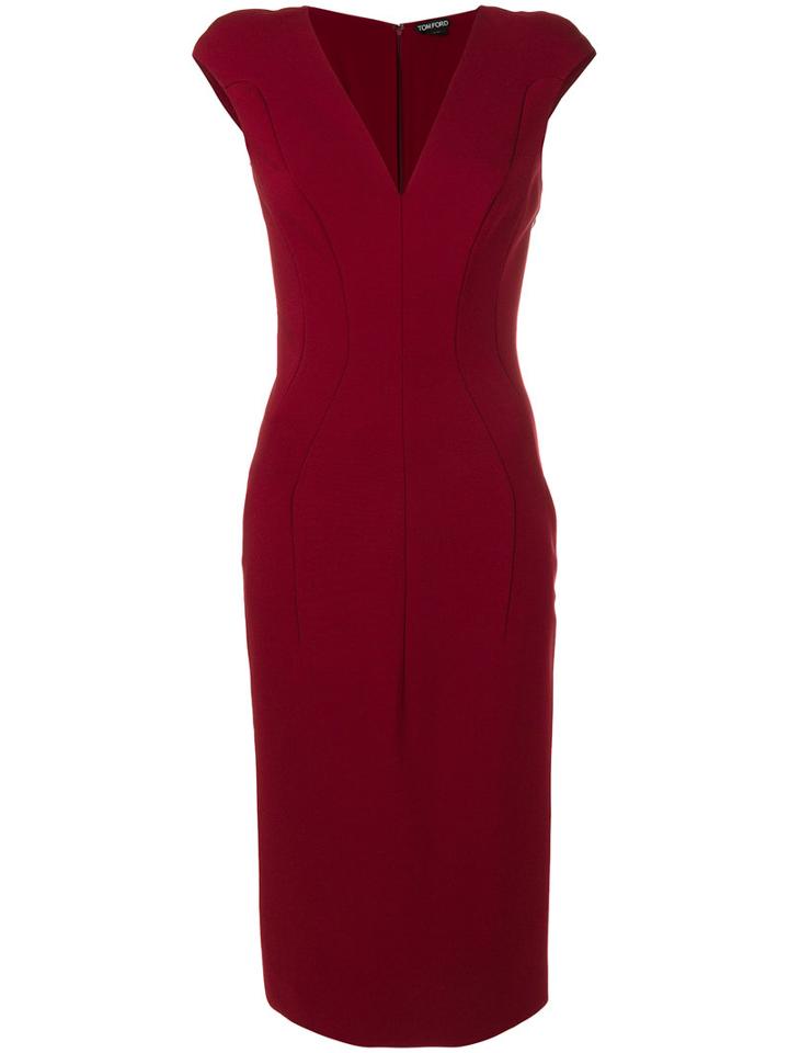 Tom Ford - Sleeveless Fitted Dress - Women - Silk/spandex/elastane/viscose/polyacrylic - 40, Red, Silk/spandex/elastane/viscose/polyacrylic