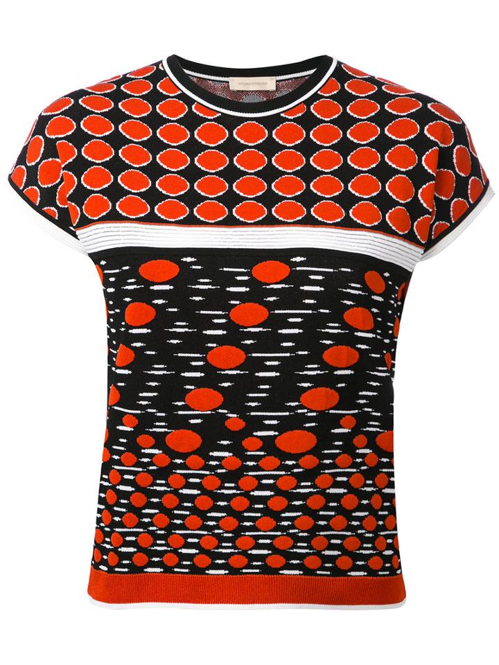 Wunderkind - Patterned Knitted T-shirt - Women - Polyamide/viscose - L, Black, Polyamide/viscose